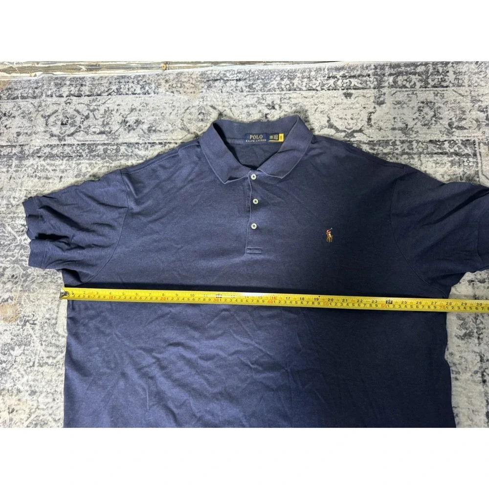 Polo Ralph Lauren Mens 2XB Big Tall Navy Blue Flesh Pony Polo Shirt Short Sleeve